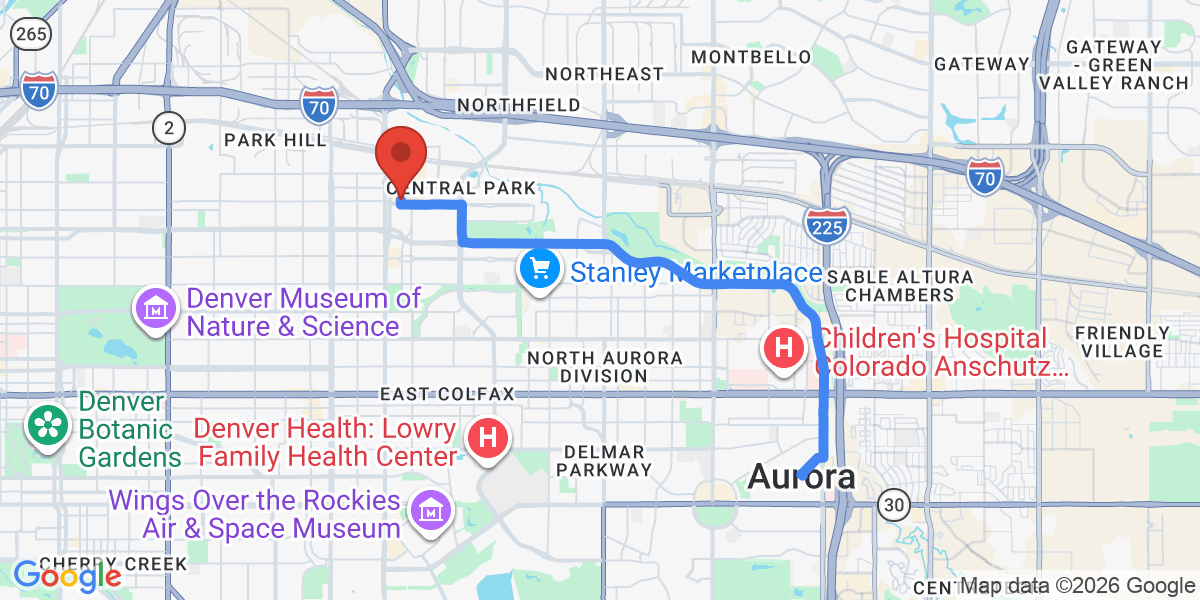 Directions from Aurora to Chiropractic Solutions of Denver