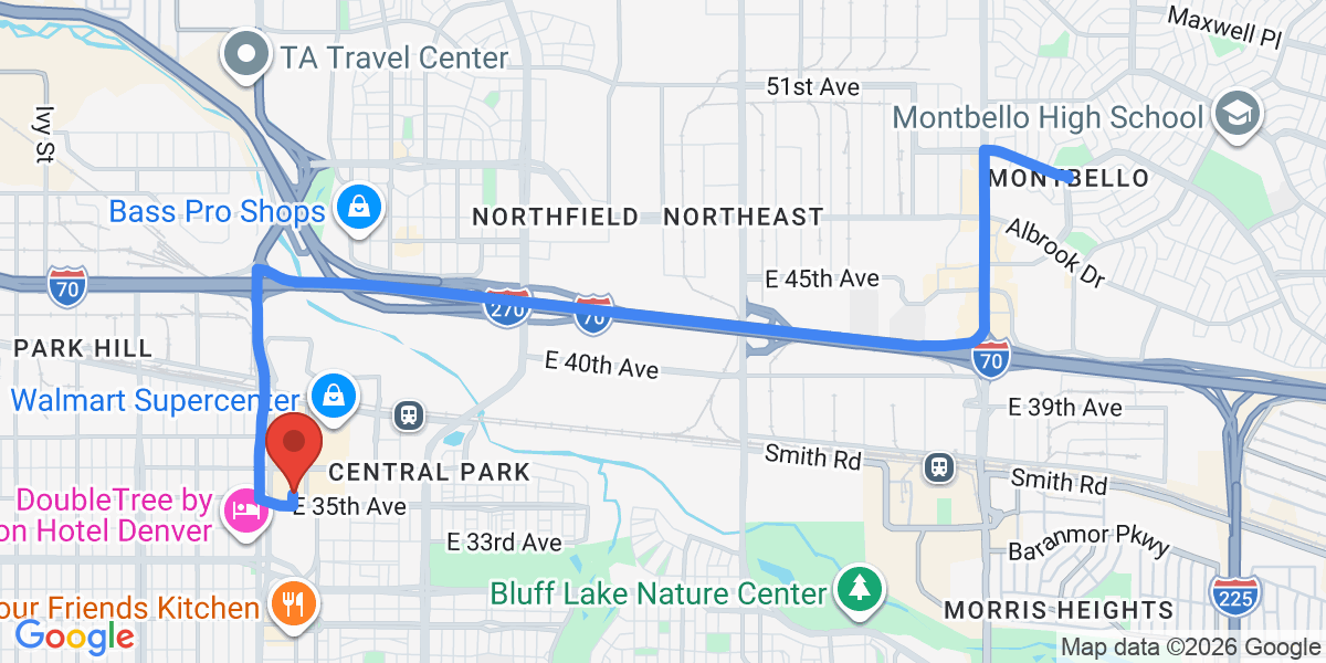 Directions from Montbello to Chiropractic Solutions of Denver