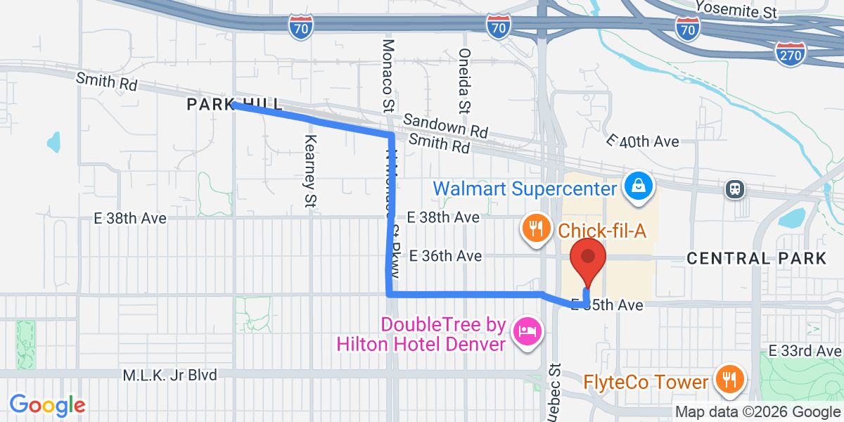 Directions from Park Hill to Chiropractic Solutions of Denver