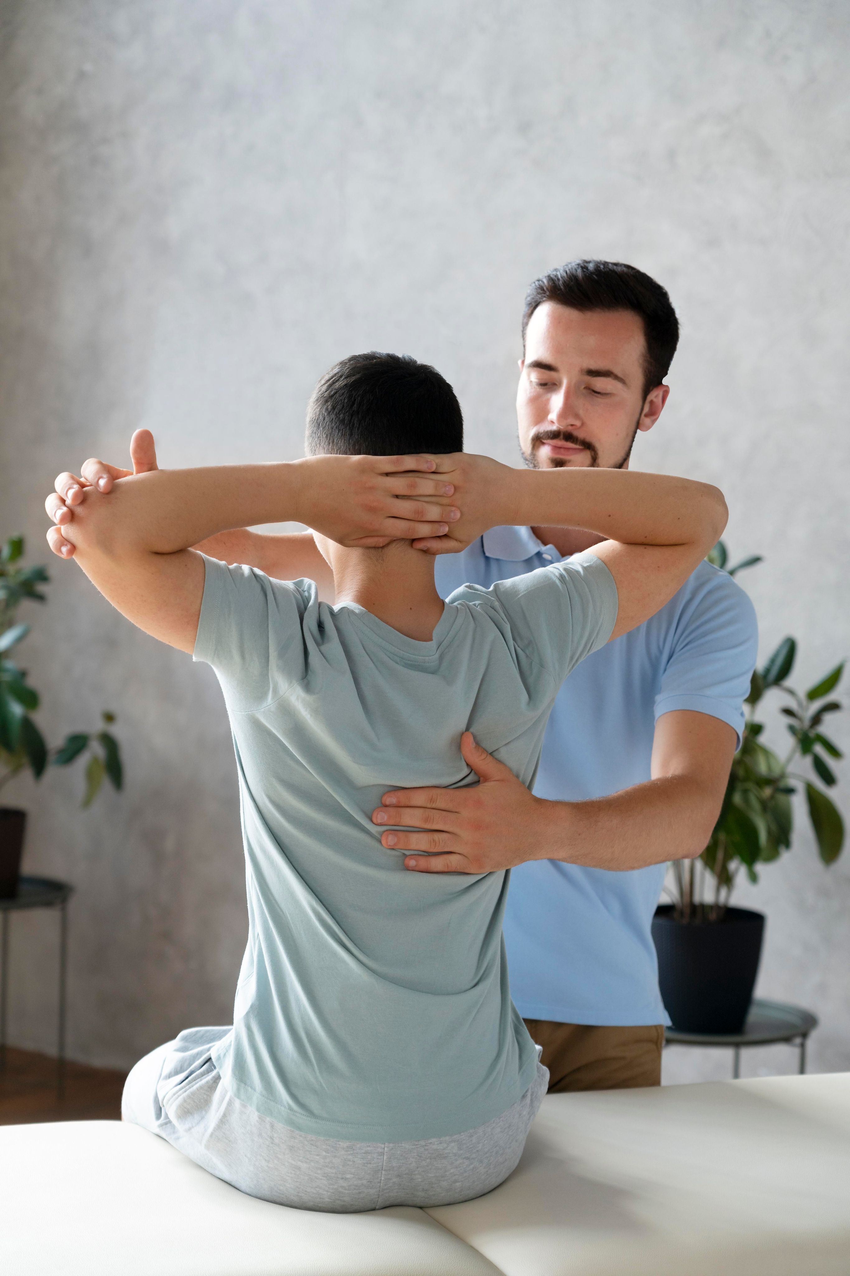 Veteran receiving chiropractic care